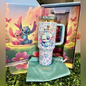 Customized Stanley Pink and Blue Tumbler with Straw